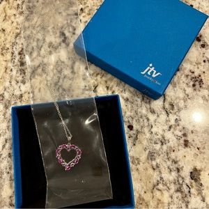 Pink Lab Created Sapphire Rhodium Over Sterling Silver Pendant with Chain. 1.13c